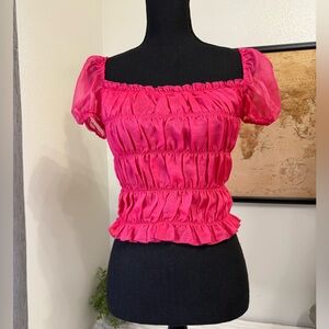 Choosy cropped slightly sheer pink top size xs